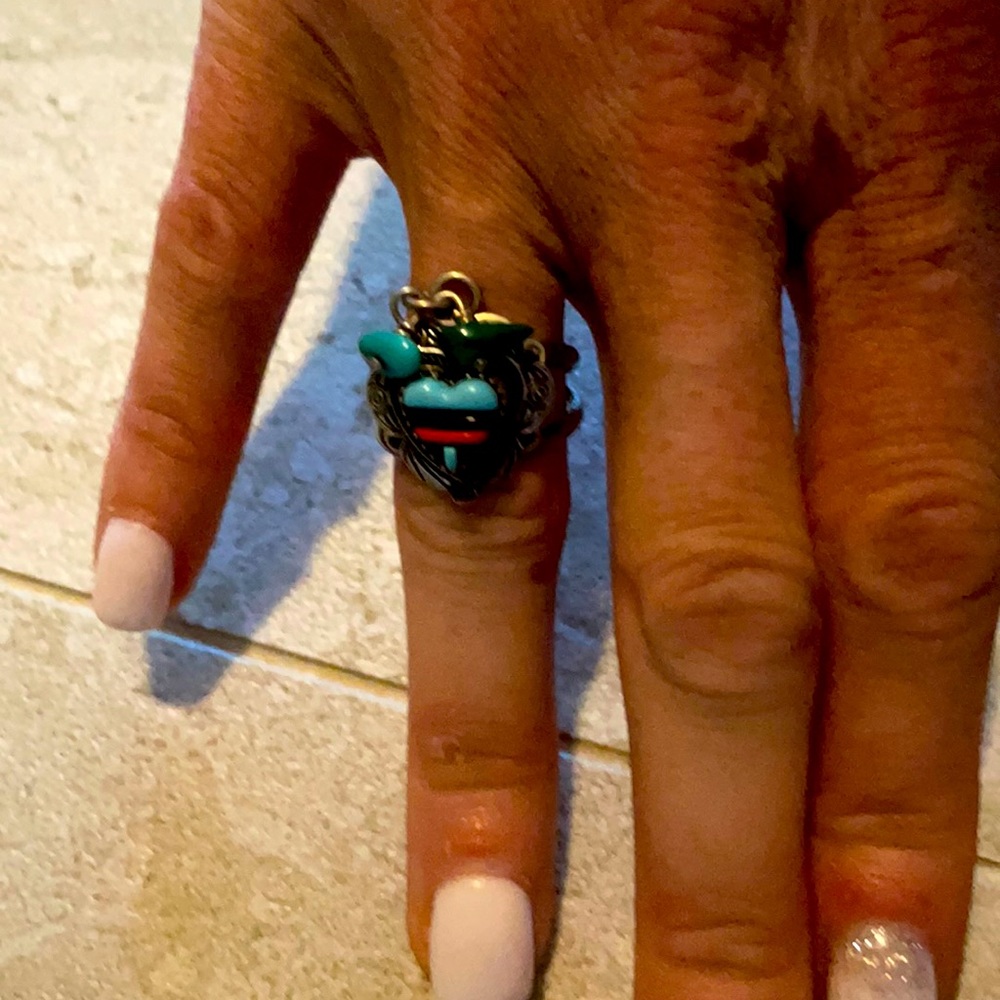 Designer Sterling Navajo turquoise ring sz6